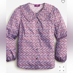 J. Crew liberty print ruffle collar blouse, size 8